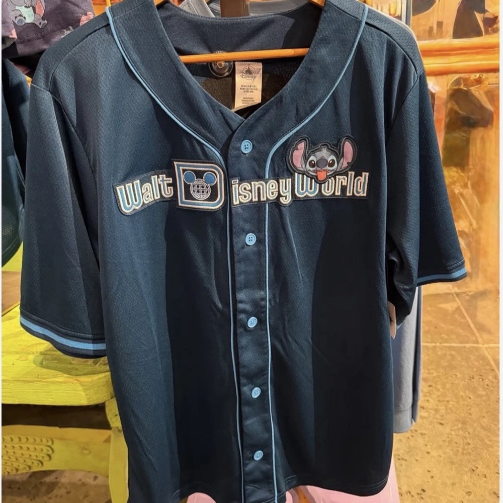 Walt Disney World Parks 2025 WDW LILO Stitch 626 Baseball Jersey Blue Navy